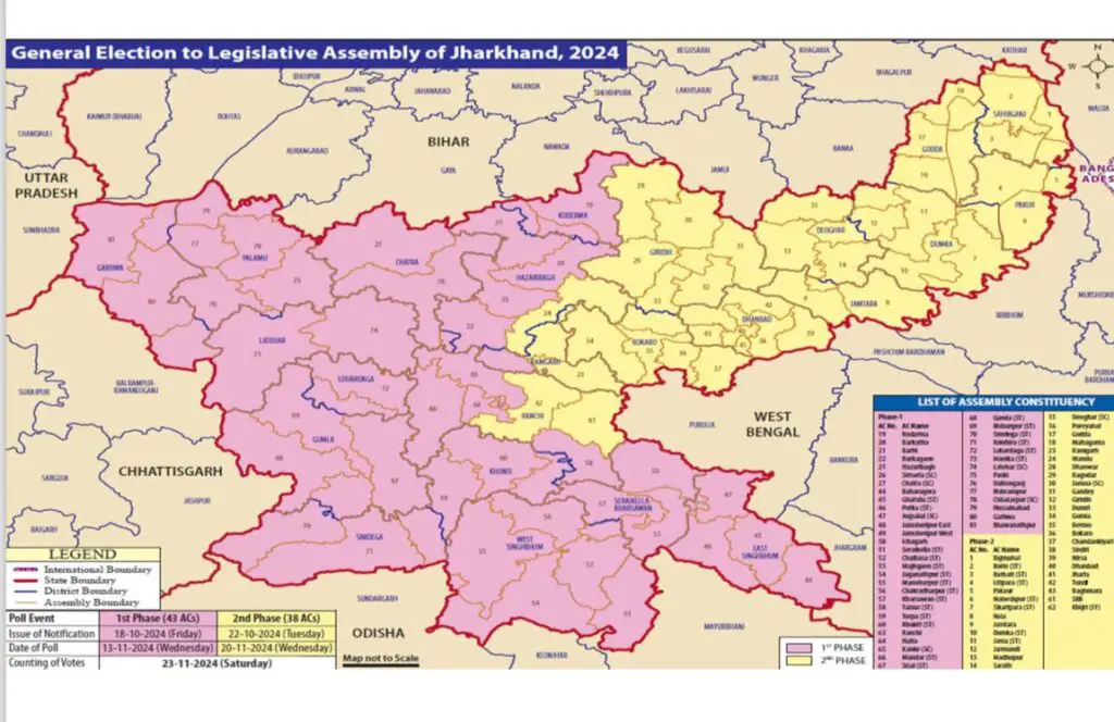 Election Commission Update : झारखंड में 13 और 20 नवंबर को वोटिंग, महाराष्ट्र में 20 नवंबर को एक चरण में होंगे चुनाव, नतीजे 23 नवंबर को, केंद्रीय चुनाव आयोग ने किया ऐलान, आचार संहिता आज से लागू ! जमशेदपुर समेत कोल्हान में पहले चरण में होगा चुनाव...